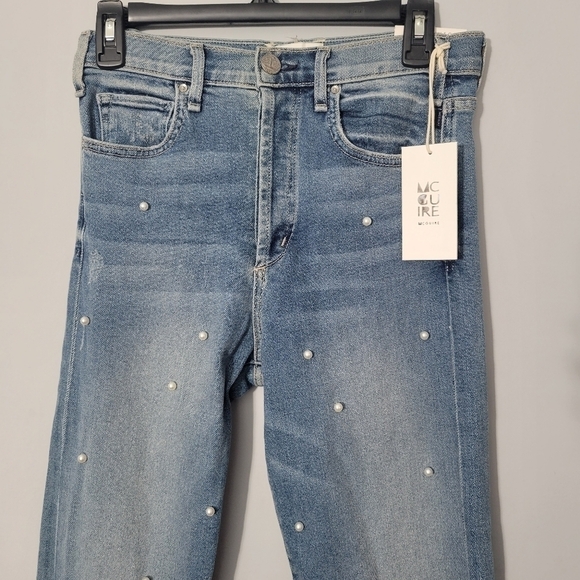 Mcguire Mrs Robinson Oh You Fancy Pearl Embellished Straight Leg Jeans - Picture 4 of 13